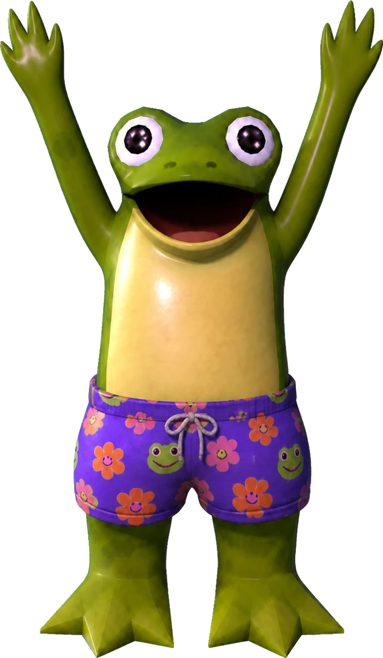 frawg with arms raised