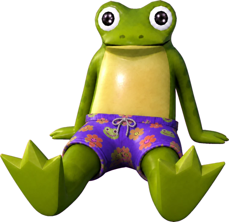 frawg sitting with legs out